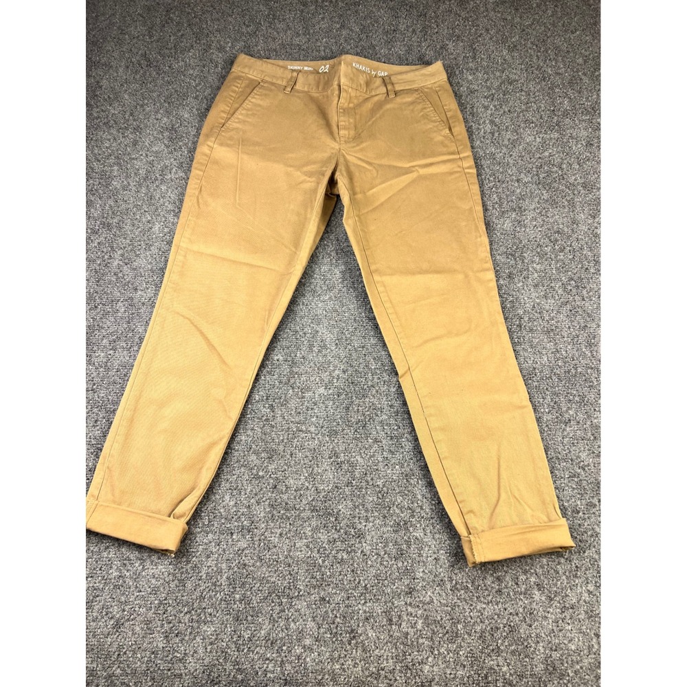 Khakis by Gap Skinny Mini Chino Pants Tan Camel Brown Size 02 Mid Rise Stretch